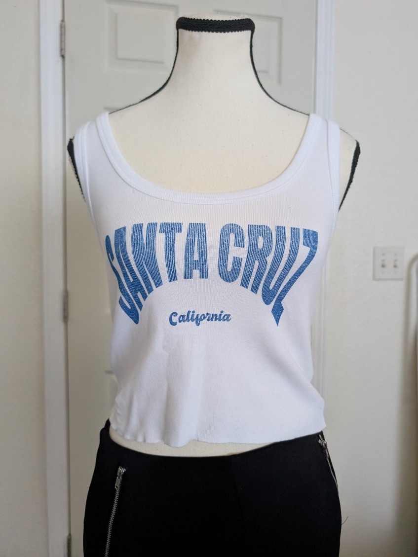 Santa Cruz White Cropped Graphic Tank Top - Blue Print